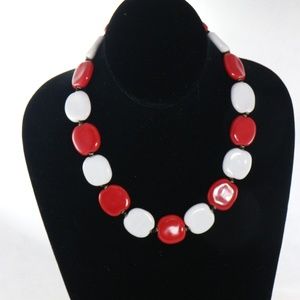 KAZURI Pitapat Red/White 18 inch Handmade Necklace